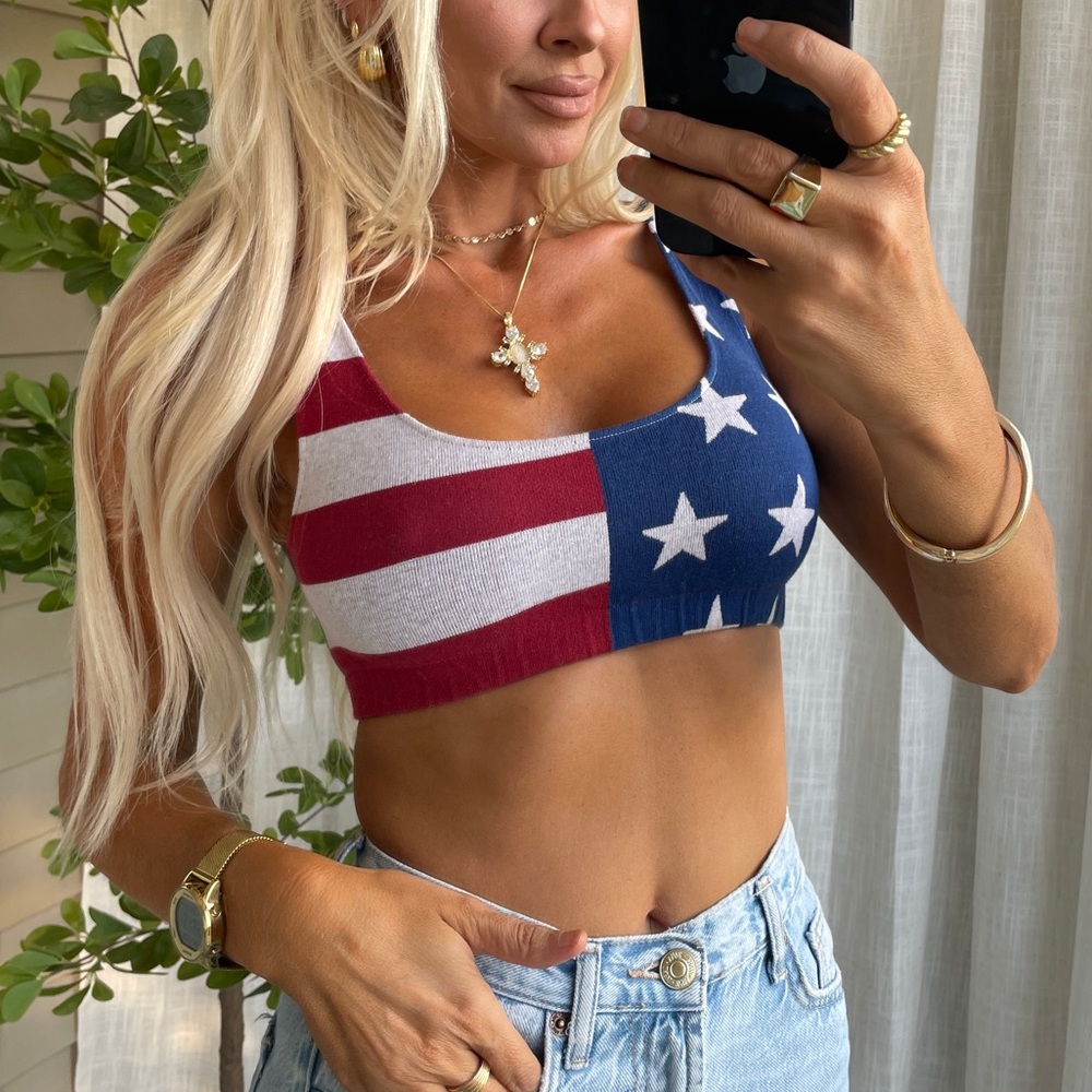 American Flag Crop Tank Top - Stars & Stripes - Picture 4 of 6
